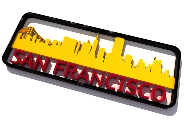 San francisco usa logotyp med basfärgerna av sjunka av staden på vita 3d design — Stockfoto