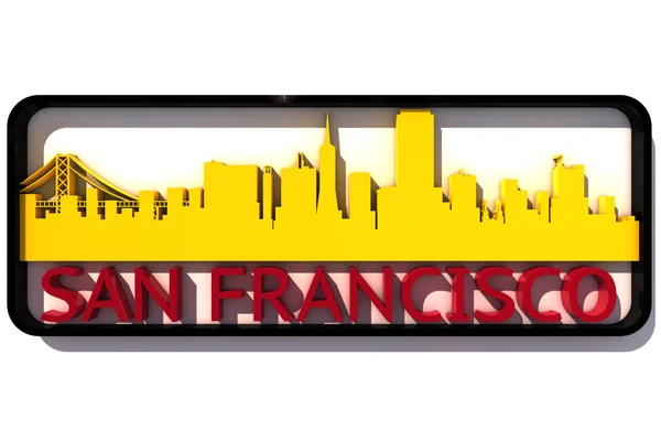 Логотип Сан-Франциско США с базовыми цветами флага города на белом 3D дизайне — стоковое фото