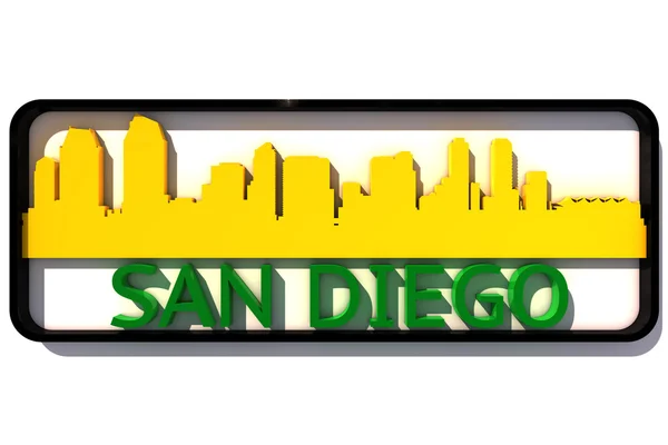 Логотип San Diego USA с базовыми цветами флага города на белом 3D дизайне — стоковое фото