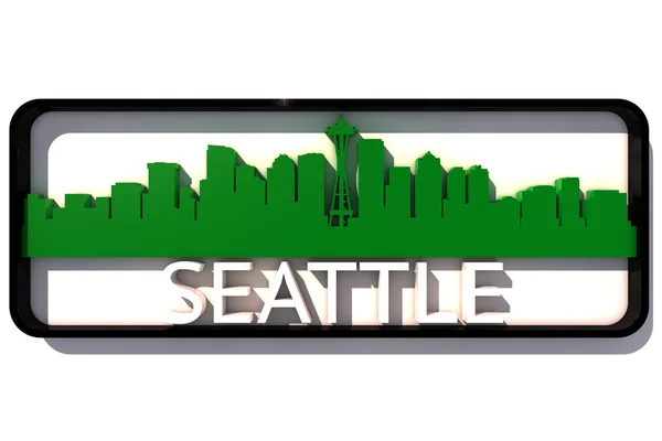 Seatlle usa logo z bazy kolory flagi miasta na białym projektowanie 3d — Zdjęcie stockowe