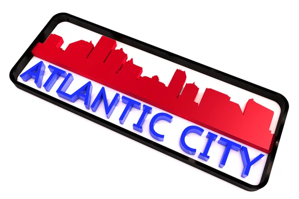 Atlantic city logotyp med basfärgerna av sjunka av staden på vita 3d design — Stockfoto