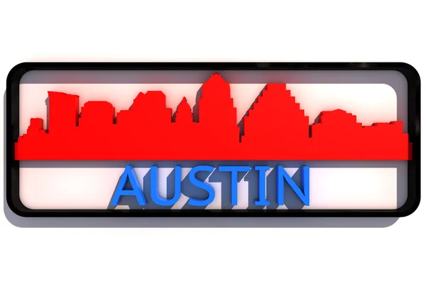 Austin-Logo mit den Grundfarben der Flagge der Stadt auf weißem 3D-Design — Stockfoto