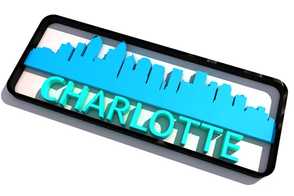 Charlotte-Logo mit den Grundfarben der Flagge der Stadt auf weißem 3D-Design — Stockfoto