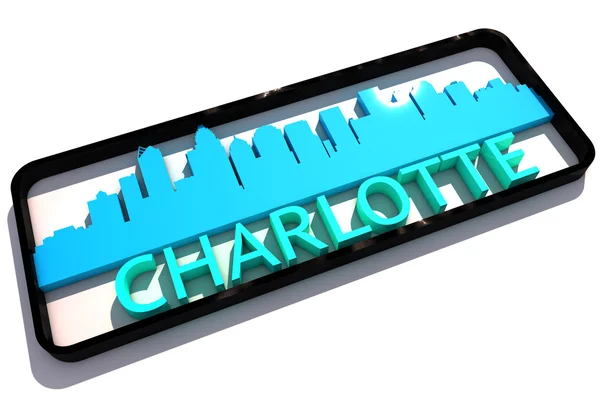 Charlotte logo with the base colors of the flag of the city on white 3D design — Stock Photo, Image