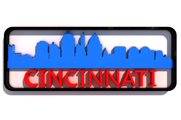 Cincinnati logo met de basiskleuren van de vlag van de stad op witte 3D-ontwerp — Stockfoto