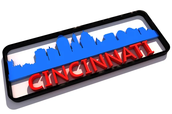 Cincinnati logo with the base colors of the flag of the city on white 3D design — Stock Photo, Image