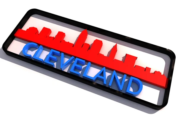 Cleveland logo with the base colors of the flag of the city on white 3D design — Stock Photo, Image