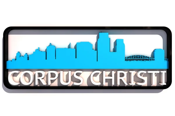 Corpus Christi logo with the base colors of the flag of the city on white 3D design — Stock Photo, Image