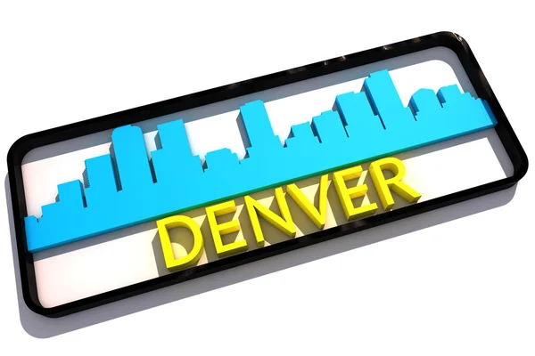 Denver-Logo mit den Grundfarben der Flagge der Stadt auf weißem 3D-Design — Stockfoto