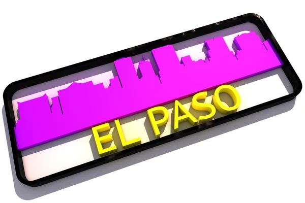 पांढरा 3D डिझाइनवर शहराच्या ध्वजच्या बेस रंगांसह एल पासो लोगो — स्टॉक फोटो, इमेज