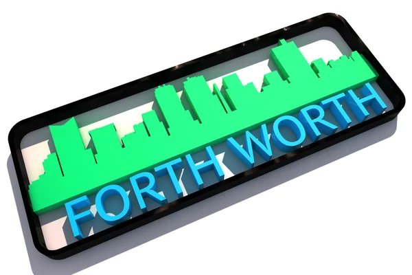 Forth worth Logo mit den Grundfarben der Flagge der Stadt auf weißem 3D-Design — Stockfoto