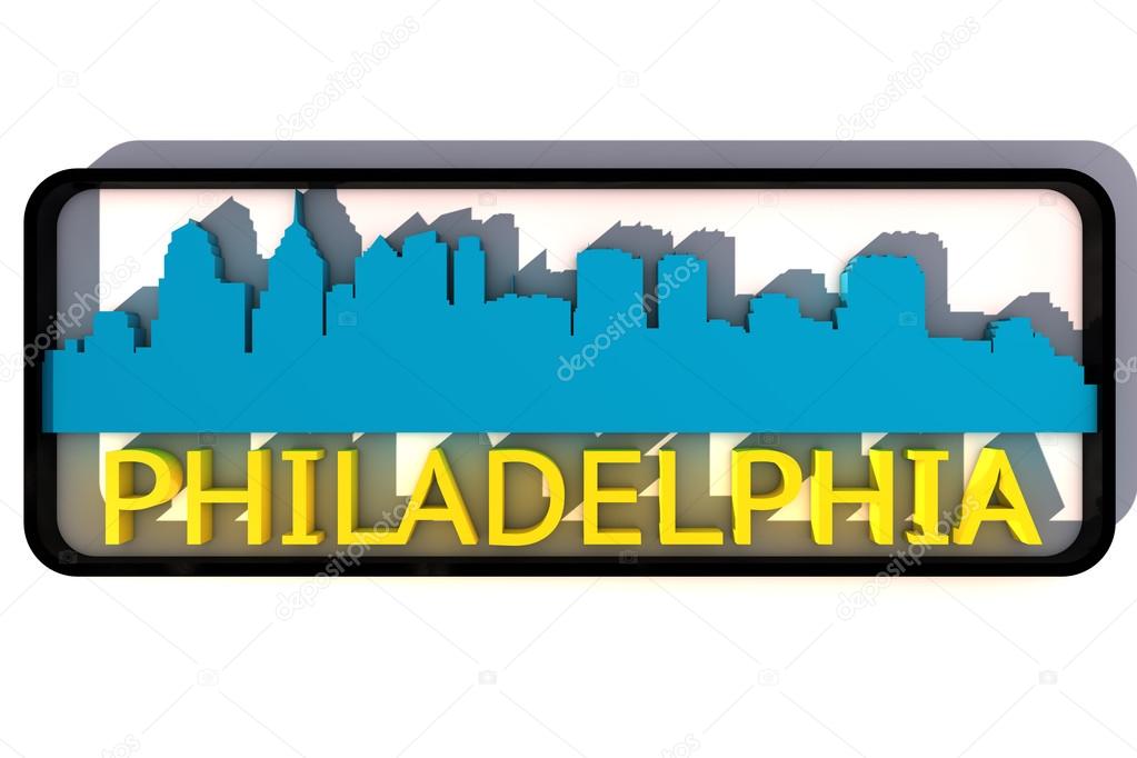 Philadelphia USA logo with the base colors of the flag of the city on white 3D design