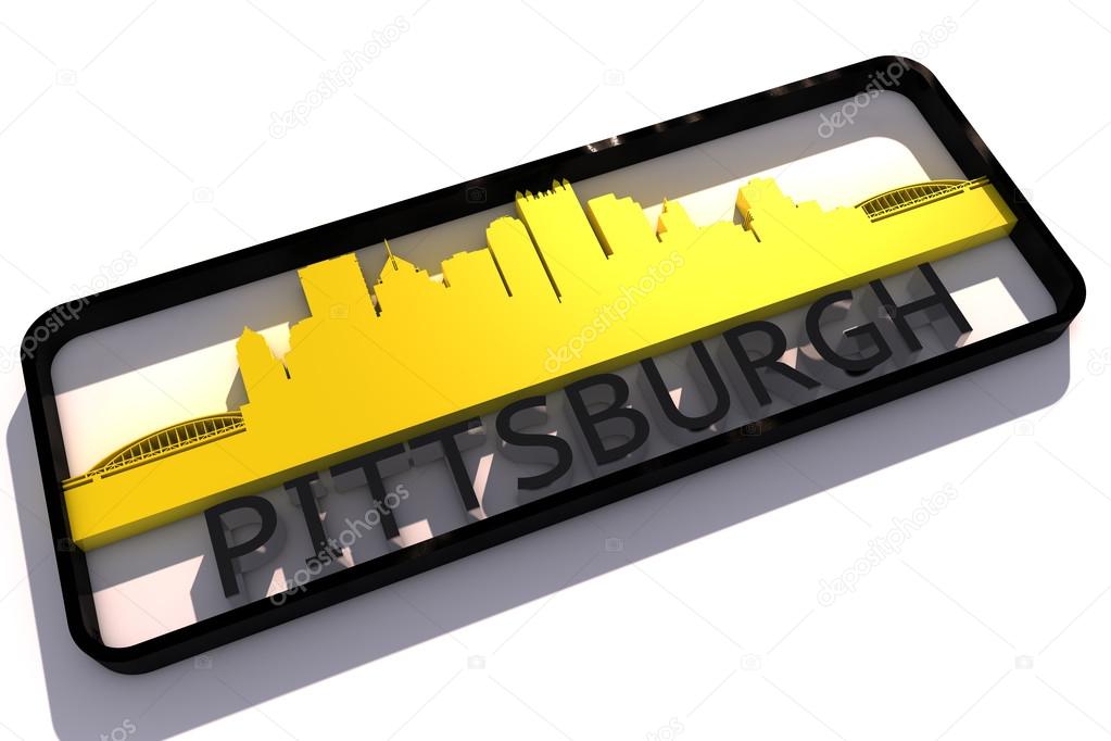 Pittsburgh USA logo with the base colors of the flag of the city on white 3D design