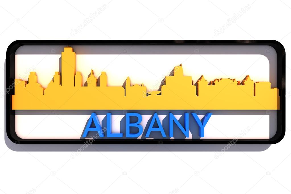 Albany USA logo with the base colors of the flag of the city on white 3D design