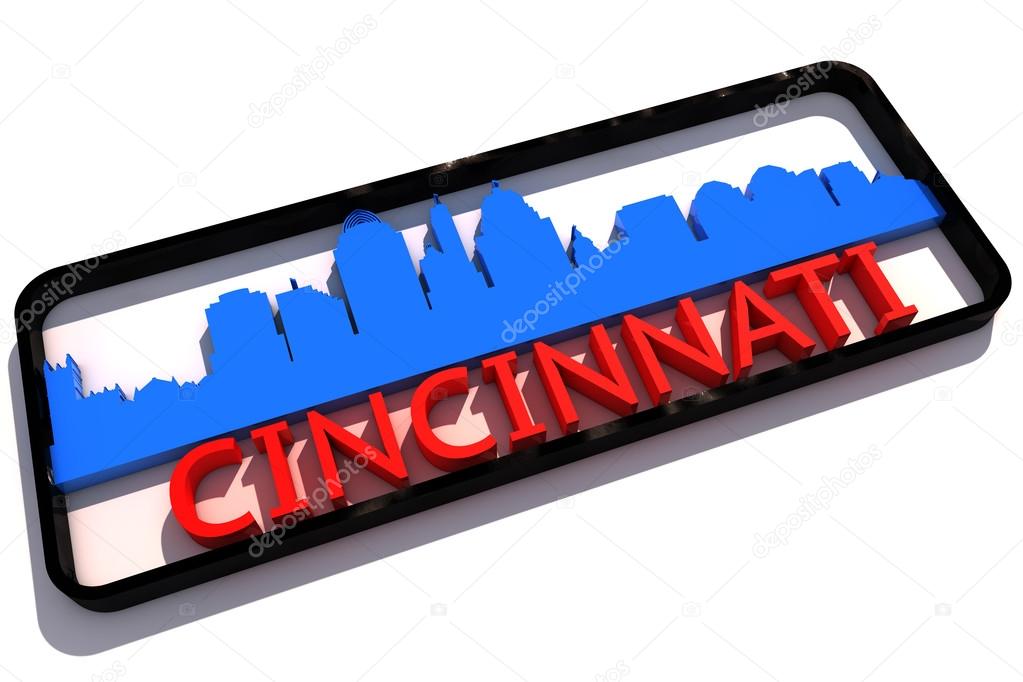 Cincinnati logo with the base colors of the flag of the city on white