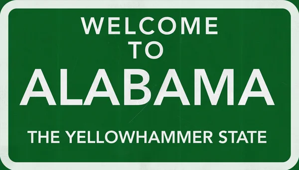欢迎来到阿拉巴马州道路标志 — 图库照片