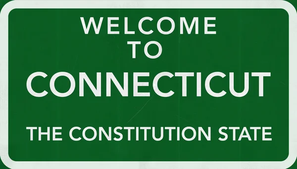 Bem-vindo ao Connecticut Road Sign — Fotografia de Stock