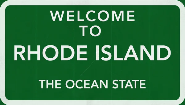 Welkom bij Rhode Island Road Sign — Stockfoto