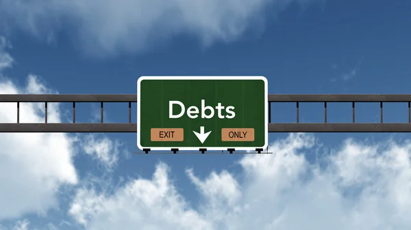 Schulden sluiten alleen verkeersbord — Stockfoto