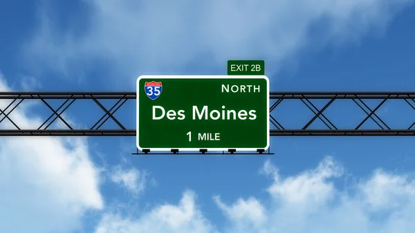 Panneau routier Des Moines — Photo