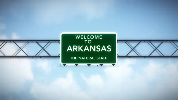 Estado de Arkansas EE.UU. Bienvenido a la señal de carretera — Foto de Stock