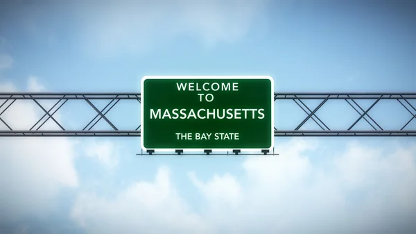 Estado de Massachusetts EE.UU. Bienvenido a la señalización de carretera — Foto de Stock
