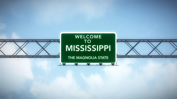 ΗΠΑ Mississippi State Καλώς ήρθατε στον αυτοκινητόδρομο πινακίδα — Φωτογραφία Αρχείου