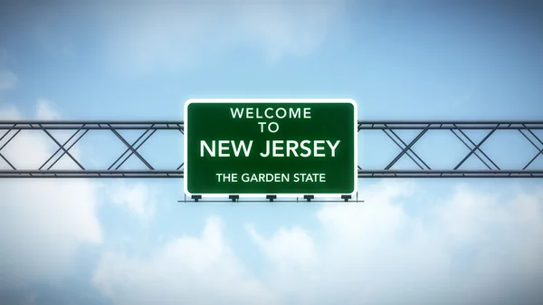 Stato del New Jersey Stati Uniti Benvenuti a Highway Road Sign — Foto Stock