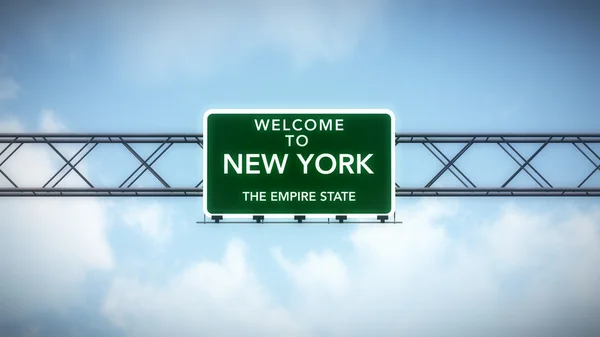 New York Usa staat Welkom bij Highway Road Sign — Stockfoto