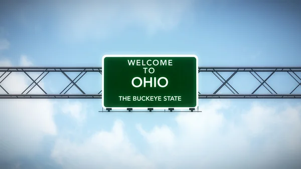 Estado de Ohio EE.UU. Bienvenido a la señalización de la carretera — Foto de Stock