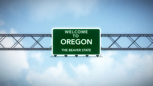 Добро пожаловать на дорожный знак штата Орегон — стоковое фото