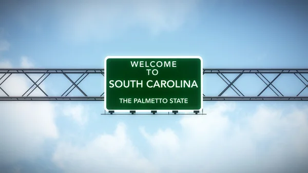 Güney Carolina ABD devlet karayolu yol işaret hoş geldiniz — Stok fotoğraf