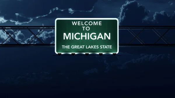 Michigan usa state welcome to highway road sign — Stockfoto