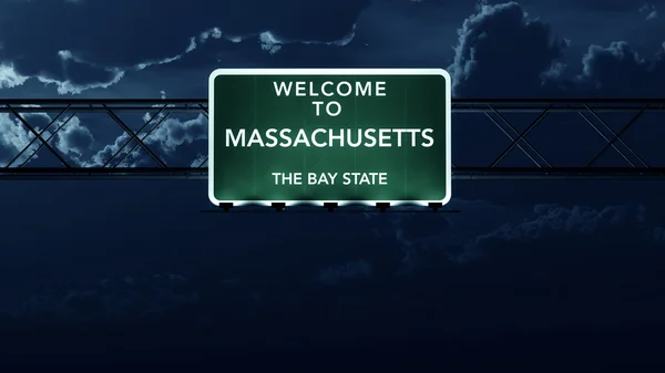 Добро пожаловать на дорожный знак штата Массачусетс — стоковое фото