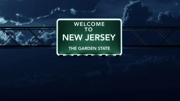Estado de Nueva Jersey EE.UU. Bienvenido a la señalización de la carretera — Foto de Stock