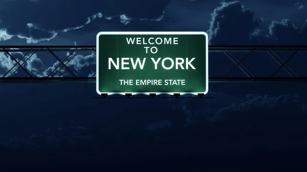 New York Usa staten Välkommen till Highway Vägmärke — Stockfoto