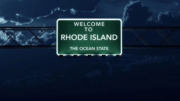 Estado de Rhode Island EE.UU. Bienvenido a la señalización de la carretera — Foto de Stock