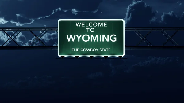 Wyoming USA State Welcome to Highway Road Sign — Stock Photo, Image