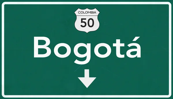 Znak drogowy autostrady Kolumbia Bogota — Zdjęcie stockowe