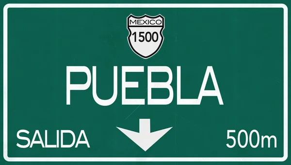Puebla Messico Highway Road Sign — Foto Stock