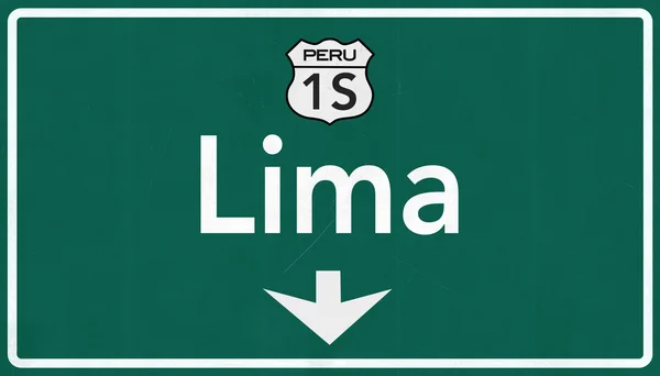 Lima Perù Highway Road Sign — Foto Stock