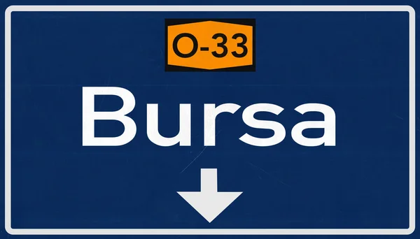 Bursa Turkije Highway Road Sign — Stockfoto