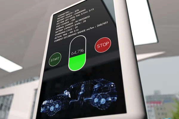 駅ユニットの充電電気自動車車 ストック写真