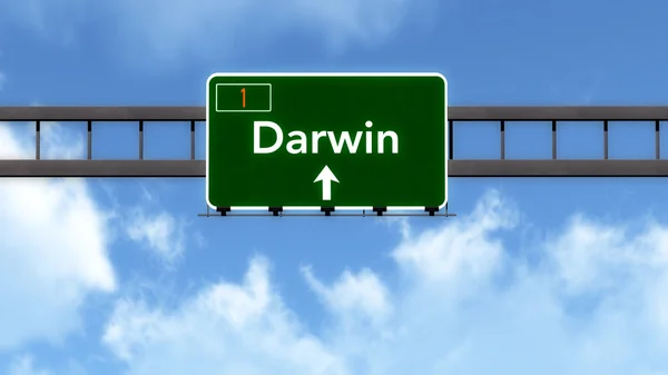 Darwin australia autobahnschild — Stockfoto