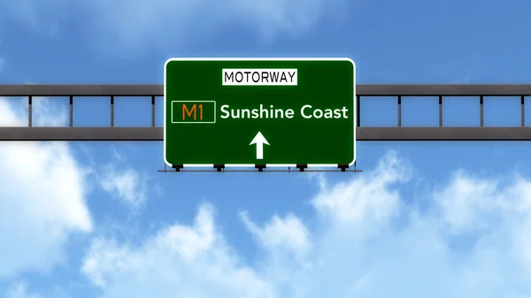 Sonnenscheinküste australien highway straßenschild — Stockfoto