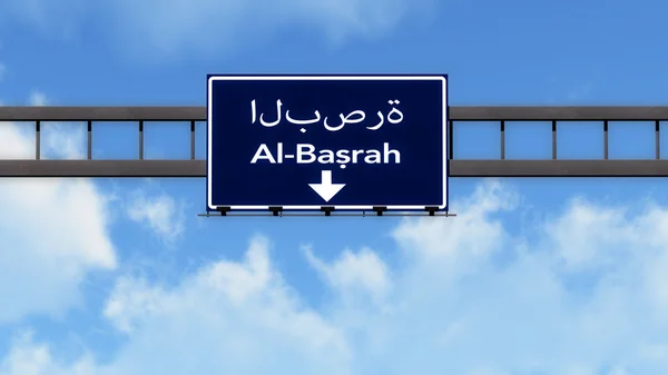 Al Basrah Highway Road Sign — Stock Photo, Image