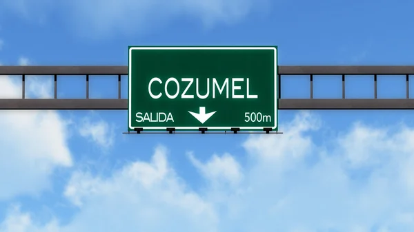 Cozumel autobahnschild — Stockfoto