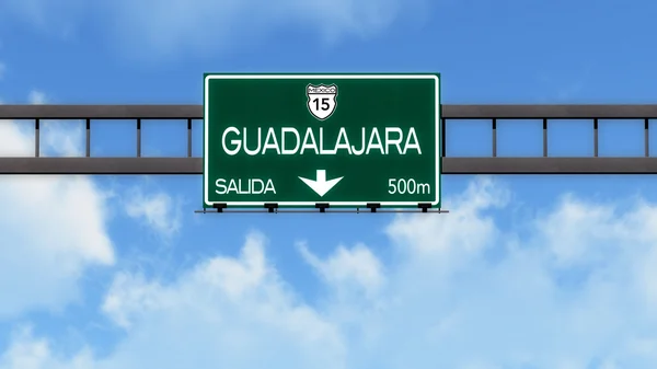 Guadalajara Highway Road Sign — Stock Photo, Image