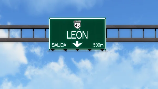 Leon Highway Road Sign — Stock Photo, Image