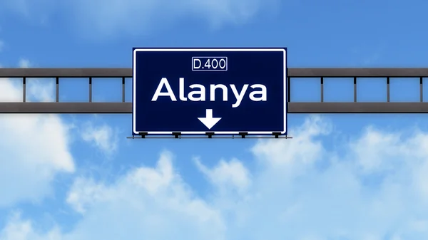 Alanya Turkiet Highway Vägmärke — Stockfoto